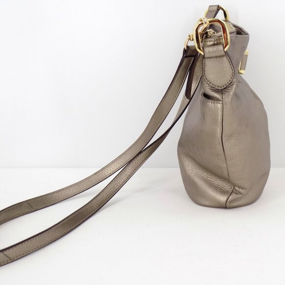 B. Makowsky Gold Metallic Trun-Lock Bucket Crossbody Bag - Picture 4 of 12